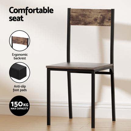Artiss Dining Table and Chairs Set of 5 Compact Kitchen Furniture Rustic Brown 6