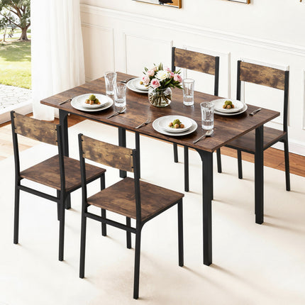 Artiss Dining Table and Chairs Set of 5 Compact Kitchen Furniture Rustic Brown 7