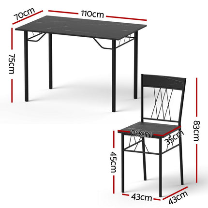 Artiss Dining Table and Chairs Set of 5 Compact Kitchen Furniture Marble Black 2