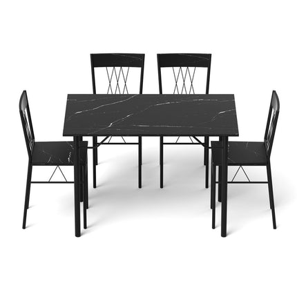 Artiss Dining Table and Chairs Set of 5 Compact Kitchen Furniture Marble Black 3