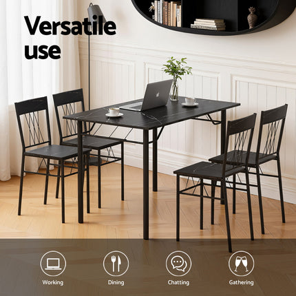 Artiss Dining Table and Chairs Set of 5 Compact Kitchen Furniture Marble Black 4