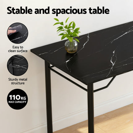 Artiss Dining Table and Chairs Set of 5 Compact Kitchen Furniture Marble Black 5