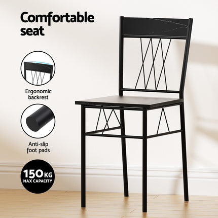 Artiss Dining Table and Chairs Set of 5 Compact Kitchen Furniture Marble Black 6