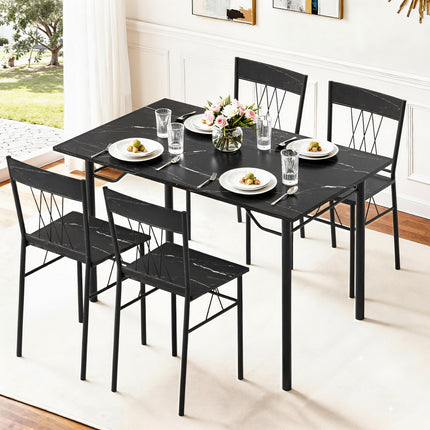Artiss Dining Table and Chairs Set of 5 Compact Kitchen Furniture Marble Black 7