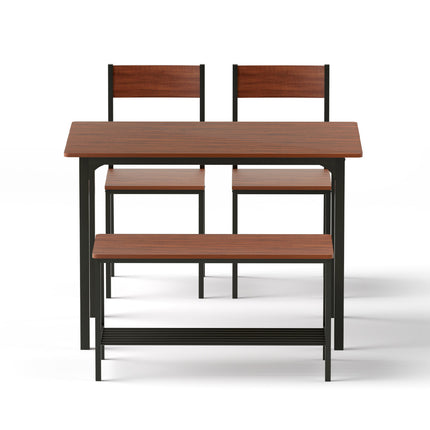 Artiss Dining Table and Chairs Set of 4 Storage Bench Kitchen Furniture Walnut 3