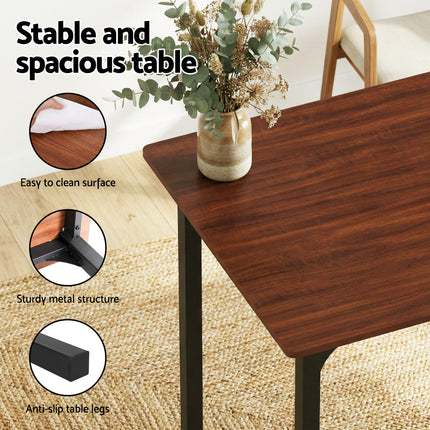 Artiss Dining Table and Chairs Set of 4 Storage Bench Kitchen Furniture Walnut 6