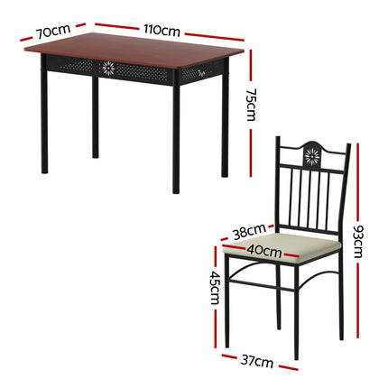 Artiss Dining Table and Chairs Set of 5 Compact Kitchen Furniture Upholstered 2