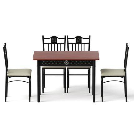Artiss Dining Table and Chairs Set of 5 Compact Kitchen Furniture Upholstered 3