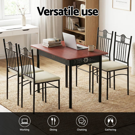 Artiss Dining Table and Chairs Set of 5 Compact Kitchen Furniture Upholstered 4
