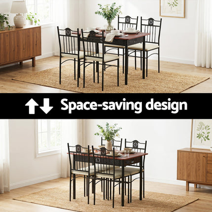 Artiss Dining Table and Chairs Set of 5 Compact Kitchen Furniture Upholstered 5