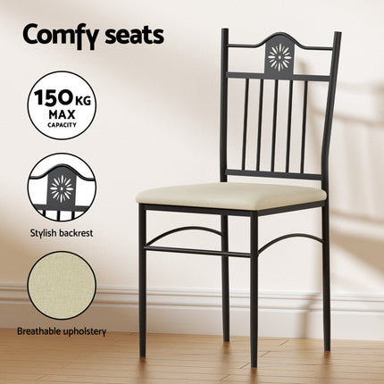 Artiss Dining Table and Chairs Set of 5 Compact Kitchen Furniture Upholstered 7