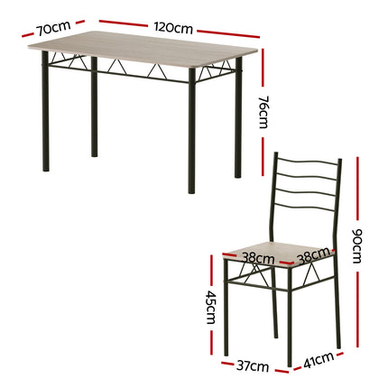 Artiss Dining Table and Chairs Set of 5 Compact Kitchen Furniture Modern Oak 2