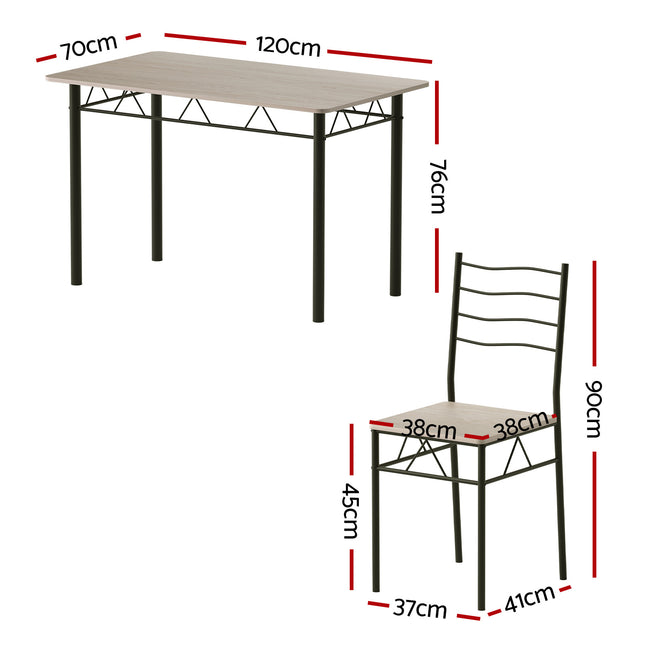 Artiss Dining Table and Chairs Set of 5 Compact Kitchen Furniture Modern Oak 2
