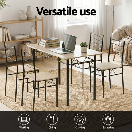 Artiss Dining Table and Chairs Set of 5 Compact Kitchen Furniture Modern Oak 4