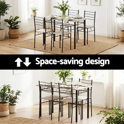 Artiss Dining Table and Chairs Set of 5 Compact Kitchen Furniture Modern Oak 5