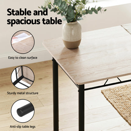 Artiss Dining Table and Chairs Set of 5 Compact Kitchen Furniture Modern Oak 6