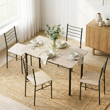 Artiss Dining Table and Chairs Set of 5 Compact Kitchen Furniture Modern Oak 8