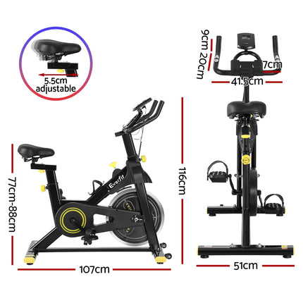 Everfit Spin Bike Exercise Bike Cardio Gym Bluetooth APP Connectable 2