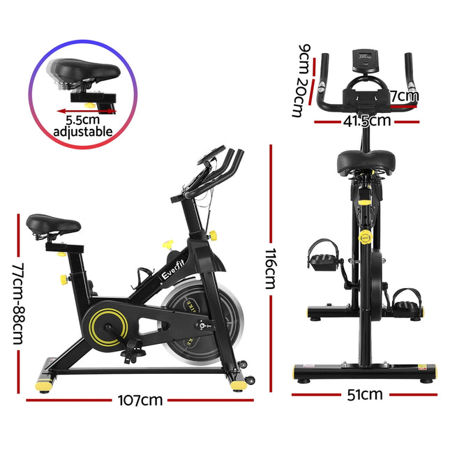 Everfit Spin Bike Exercise Bike Cardio Gym Bluetooth APP Connectable 2