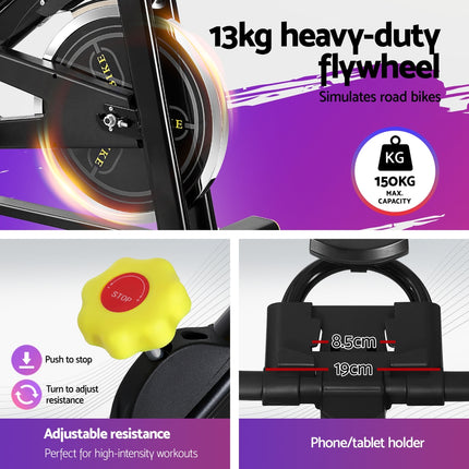 Everfit Spin Bike Exercise Bike Cardio Gym Bluetooth APP Connectable 6