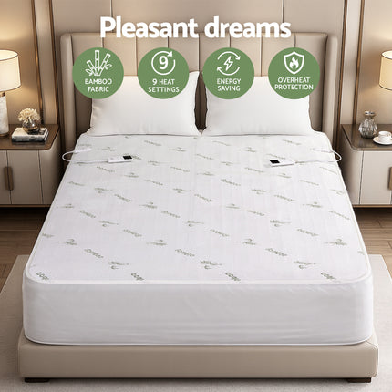 Giselle Electric Blanket Bamboo Fabric Queen Fitted Heated Pad Underlay Washable Winter 5