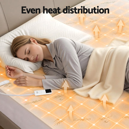 Giselle Electric Blanket Bamboo Fabric Queen Fitted Heated Pad Underlay Washable Winter 10