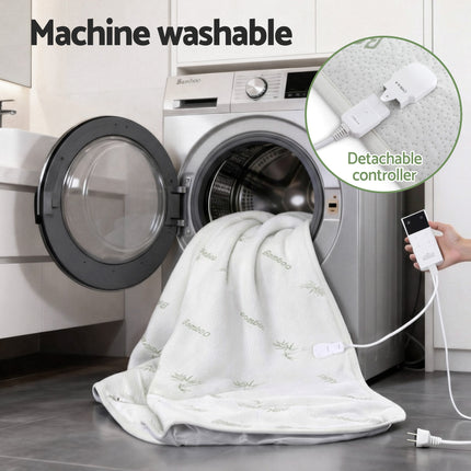 Giselle Electric Blanket Bamboo Fabric Queen Fitted Heated Pad Underlay Washable Winter 11