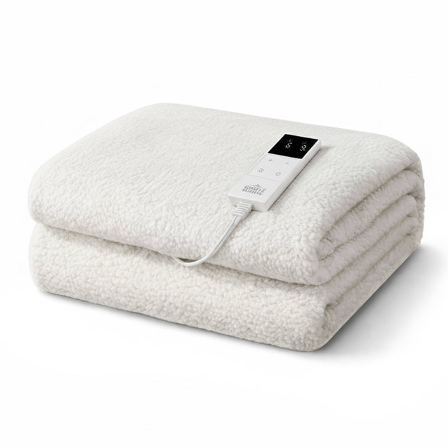 Giselle Electric Blanket LED Remote Sherpa Fleece Underlay Fully Fitted Machine Washable King Single 2