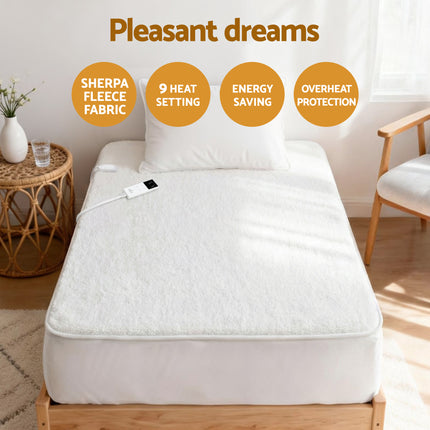 Giselle Electric Blanket LED Remote Sherpa Fleece Underlay Fully Fitted Machine Washable King Single 5