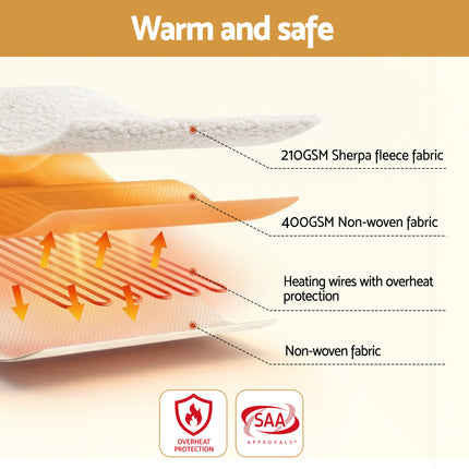 Giselle Electric Blanket LED Remote Sherpa Fleece Underlay Fully Fitted Machine Washable King Single 7
