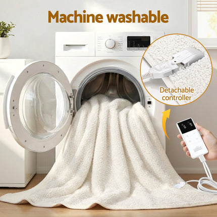Giselle Electric Blanket LED Remote Sherpa Fleece Underlay Fully Fitted Machine Washable King Single 10