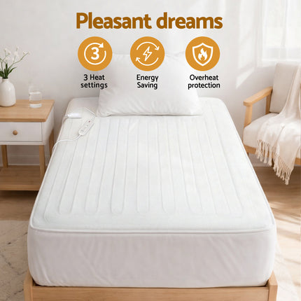 Giselle Electric Blanket King Single Heated Fully Fitted Washable Pad Winter Warm 5