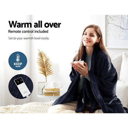Giselle Bedding Heated Electric Throw Rug Fleece Sunggle Blanket Washable Charcoal 4