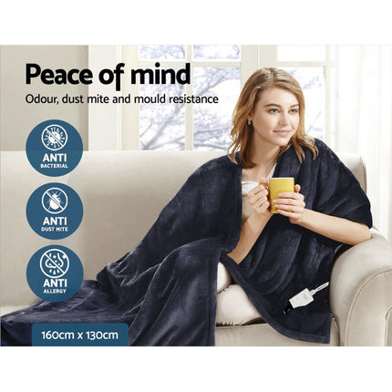 Giselle Bedding Heated Electric Throw Rug Fleece Sunggle Blanket Washable Charcoal 8