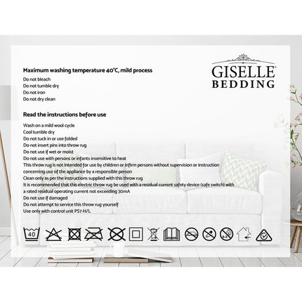 Giselle Bedding Heated Electric Throw Rug Fleece Sunggle Blanket Washable Charcoal 11