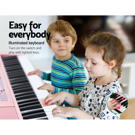 Alpha 61 Keys Electronic Piano Keyboard Digital Electric w/ Stand Lighted Pink