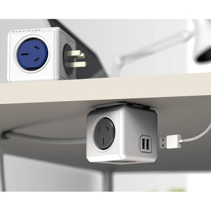 Allocacoc PowerCube Extended USB Powerboard 4-Outlets 2 USB Ports Grey-White 1.5m 2
