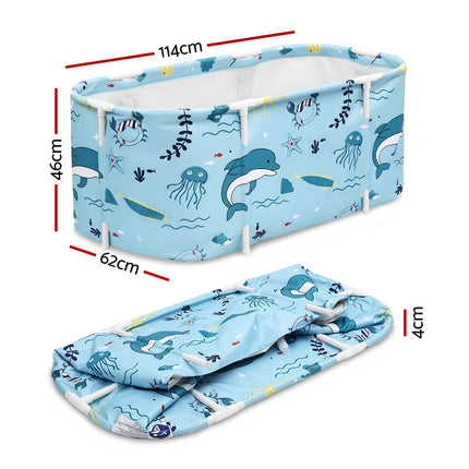 Weisshorn Foldable Bathtub PVC Spa Bucket Inflatable Cushion 114x62cm Blue 2