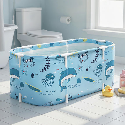 Weisshorn Foldable Bathtub PVC Spa Bucket Inflatable Cushion 114x62cm Blue 7