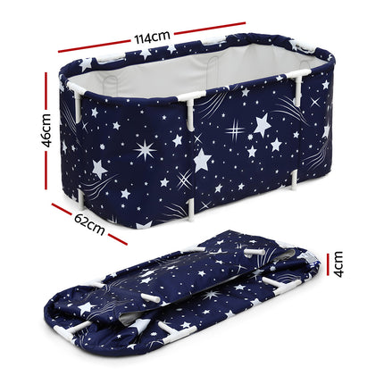 Weisshorn Foldable Bathtub PVC SPA Bucket Inflatable Cushion 114x62cm Star Navy 2