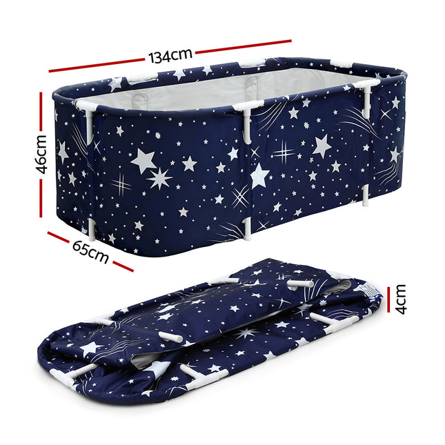 Weisshorn Foldable Bathtub PVC SPA Bucket Inflatable Cushion 134x65cm Star Navy 2