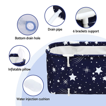 Weisshorn Foldable Bathtub PVC SPA Bucket Inflatable Cushion 134x65cm Star Navy 5