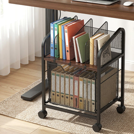 Artiss Mobile File Cabinet Rolling with Locking Wheels Wood Top Compact Storage Organiser Black 7