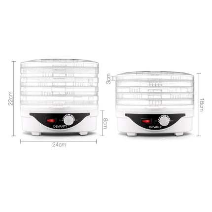 Devanti 5 Trays Food Dehydrator Fruit Dehydrators Pet Beef Jerky Dryer White 2