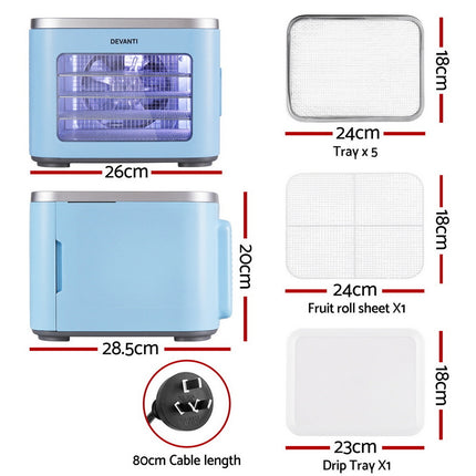 Devanti 5 Trays Food Dehydrator Mini Fruit Dryer 500W 2