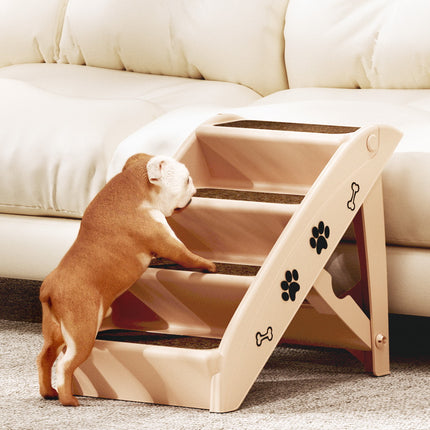 i.Pet Dog Ramp Steps For Bed Sofa Car Pet Stairs Ladder Portable Foldable Beige 8