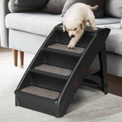 i.Pet Dog Ramp Steps For Bed Sofa Car Pet Stairs Ladder Portable Foldable Black 8