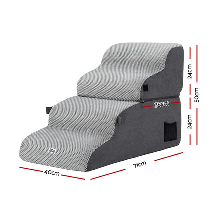 i.Pet Dog Stairs and Bed 2-in-1 Sofa Car Foam Non-Slip Washable Pet Stairs Indoor Grey 2