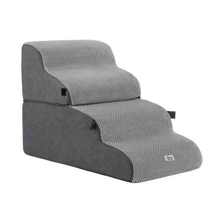 i.Pet Dog Stairs and Bed 2-in-1 Sofa Car Foam Non-Slip Washable Pet Stairs Indoor Grey 3