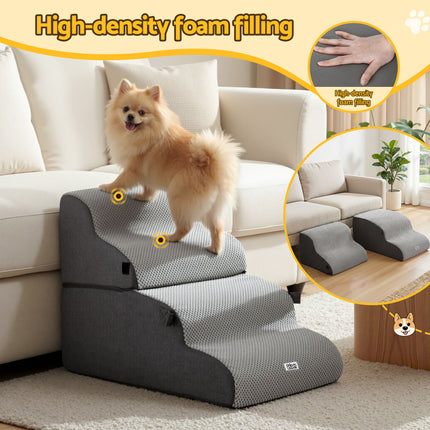 i.Pet Dog Stairs and Bed 2-in-1 Sofa Car Foam Non-Slip Washable Pet Stairs Indoor Grey 5